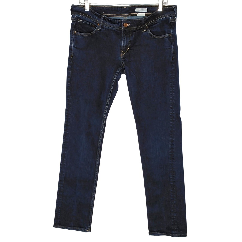 H&M &SQIN Low Waist Jeans Slim Leg Jeans Womens 32x32 (12-14)Blue Dark Wash